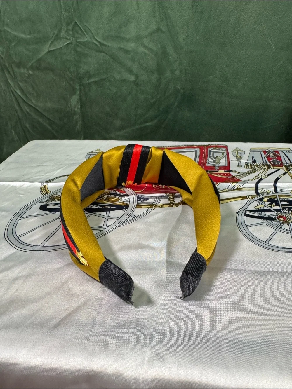 Gold & Black Knotted Headband with Red Stripe